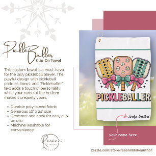 Personalised Ladies' Pickleball Clip-on Towel