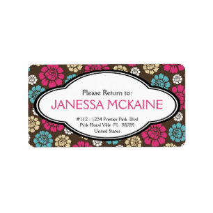 Personalised Ladies Pink Brown Blue Floral Sticker