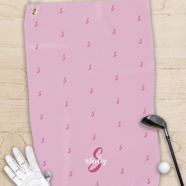 Personalised Ladies Pink Monogrammed Name Initial Golf Towel (Creator Uploaded)