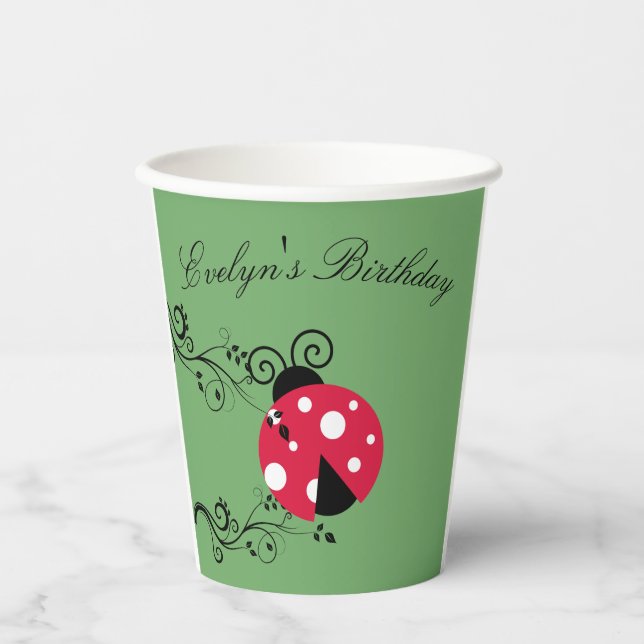 Personalised Lady Bug Paper Cups Birthday Ladybug (Front)