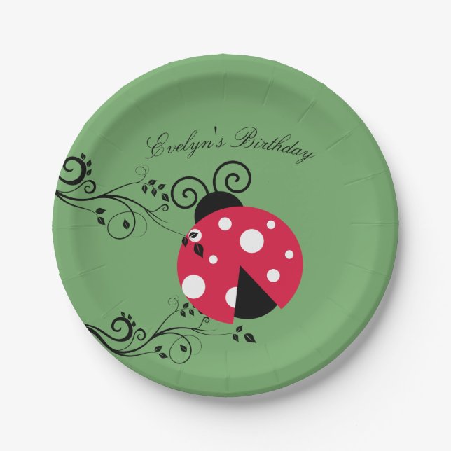 Personalised Lady Bug Paper Plates Ladybug (Front)