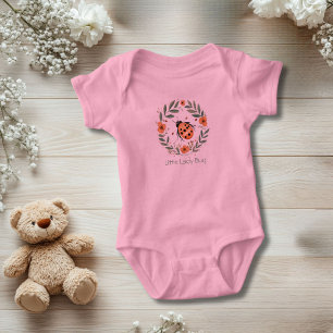 Personalised Lady Bug Watercolor Florals Gift  Baby Bodysuit