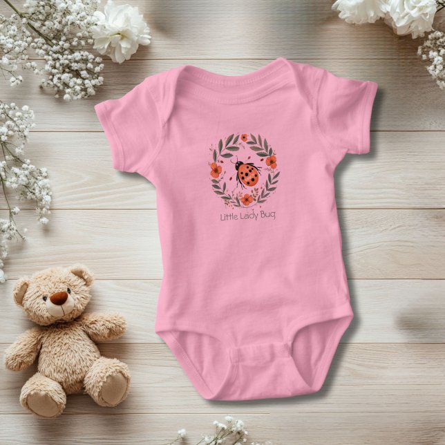 Personalised Lady Bug Watercolor Florals Gift  Baby Bodysuit (Personalized Lady Bug Baby Girl Baby body suit. Baby Shower new baby gift. )