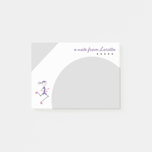 Personalised Lady Running Post-it Notes (Front)