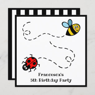 Personalised Ladybird and Bumblebee Invitation