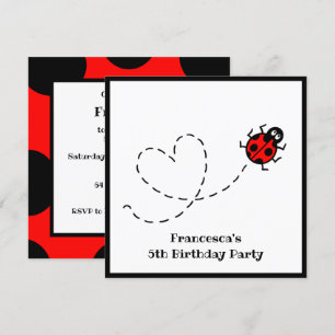 Personalised Ladybird Heart Pattern Invitation