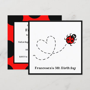 Personalised Ladybird Heart Pattern Invitation