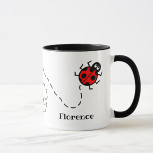 Personalised Ladybird Heart Pattern  Mug