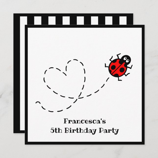 Personalised Ladybird Invitation (Front/Back)
