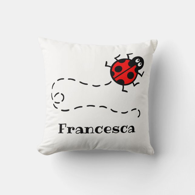 Personalised Ladybird Pattern Cushion (Front)