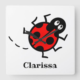 Personalised Ladybird Pattern Cushion Square Wall Clock