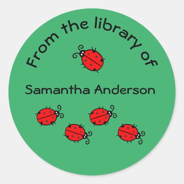 Personalised Ladybug Sticker Bookplate (Front)