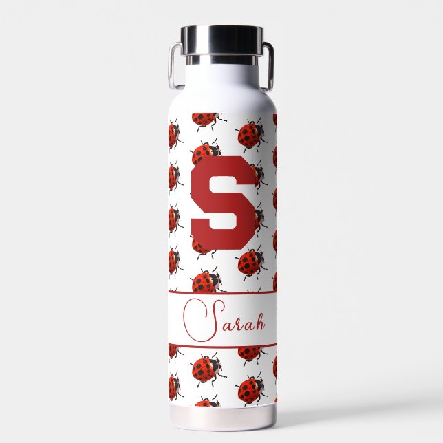 Personalised Ladybug Themed Water Bottle (Front)