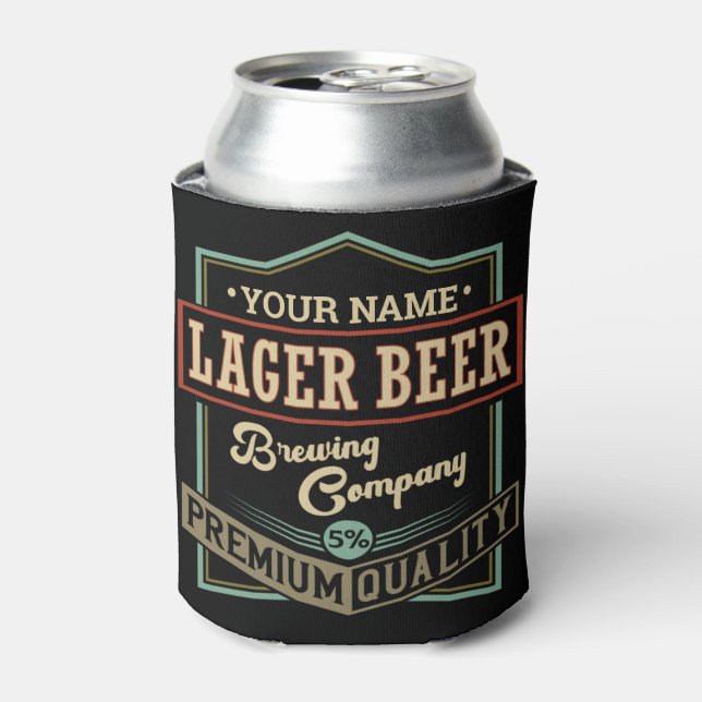 Personalised Lager Beer Brewing Co Label Bar Pub Can Cooler (Can Front)