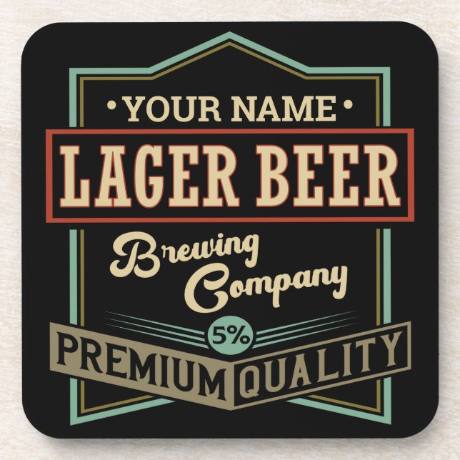 Personalised Lager Beer Brewing Co Label Bar Pub   Coaster (Front)