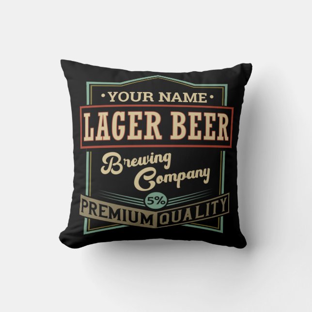 Personalised Lager Beer Brewing Co Label Bar Pub  Cushion (Front)