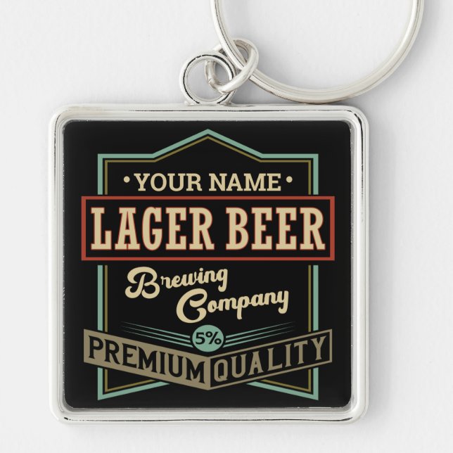 Personalised Lager Beer Brewing Co Label Bar Pub   Key Ring (Front)