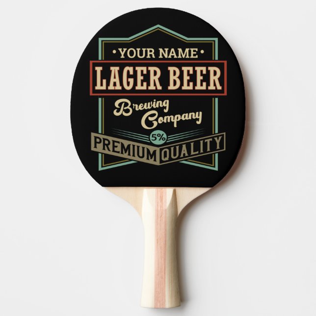 Personalised Lager Beer Brewing Co Label Bar Pub  Ping Pong Paddle (Front)