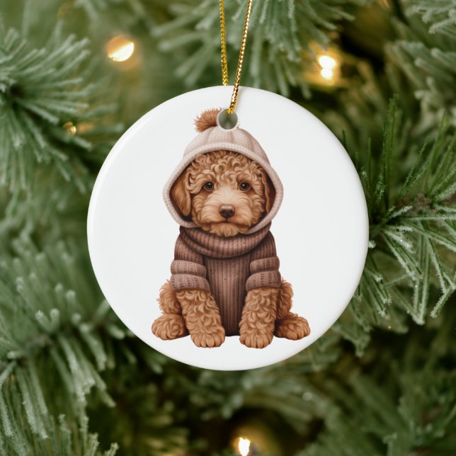Personalised Lagotto Romagnolo Dog Ceramic Ornament (Tree)