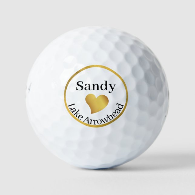 Personalised Lake Arrowhead Map Golf balls (Front)