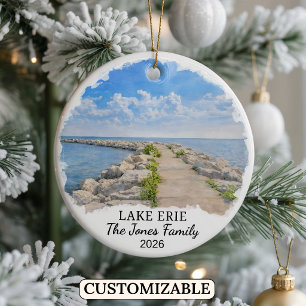 Personalised Lake Erie, Custom Pennsylvania Ceramic Ornament