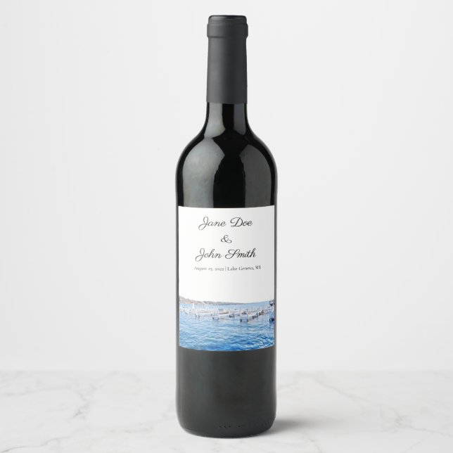 Personalised Lake Geneva Wisconsin Wine Label (Front)
