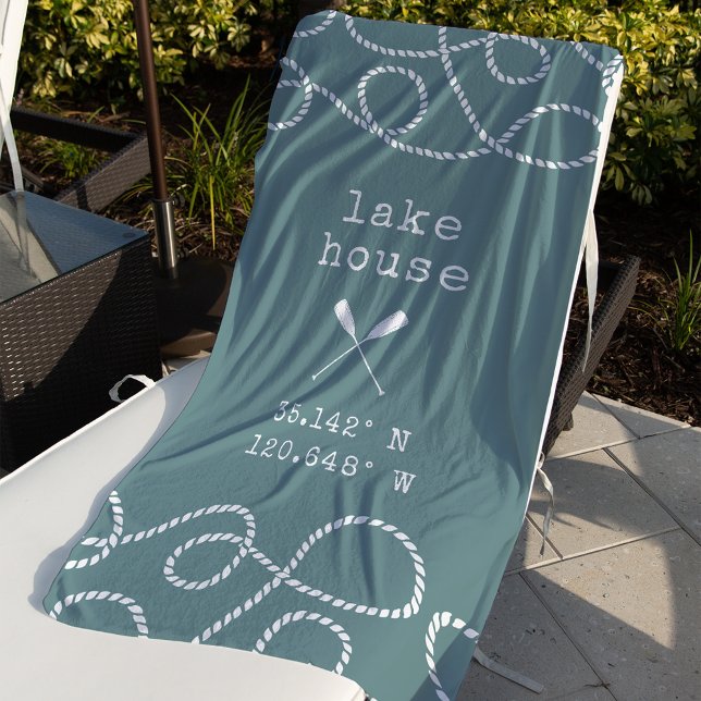 Personalised Lake House Coordinates Beach Towel (Creator Uploaded)