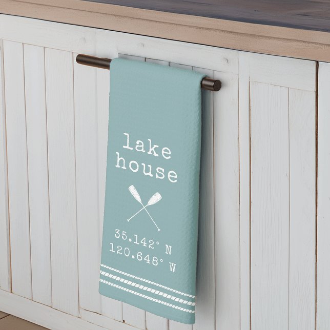 Personalised Lake House Coordinates Tea Towel (Creator Uploaded)