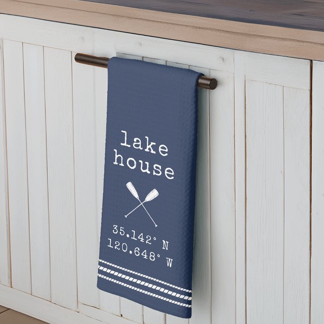 Personalised Lake House Coordinates Tea Towel (Creator Uploaded)