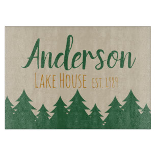 Personalised Lake House Glass Cutting Board