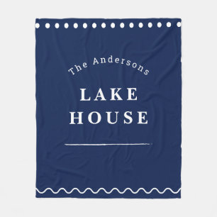 Personalised Lake House Navy Blue Fleece Blanket