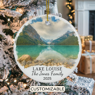 Personalised Lake Louise Ornament, Canada Ceramic Ornament