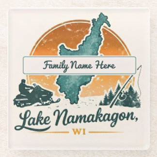 Personalised Lake Namakagon, WI Glass Coaster