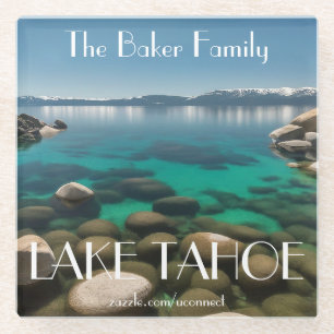 Personalised Lake Tahoe Glass Coaster   Family