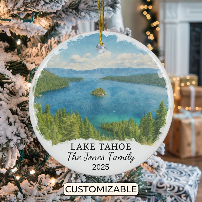 Personalised Lake Tahoe Ornament, California Ceramic Ornament (Creator Uploaded)