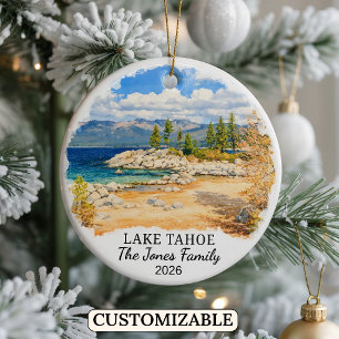 Personalised Lake Tahoe Ornament, Custom Nevada Ceramic Ornament