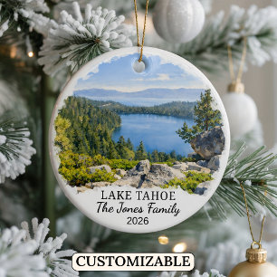 Personalised Lake Tahoe Ornament, Custom Nevada Ceramic Ornament