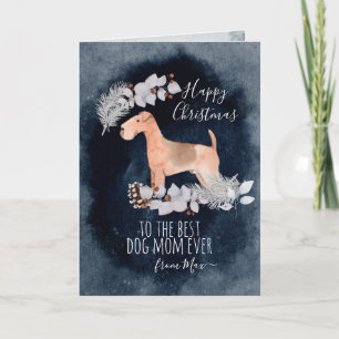 Personalised Lakeland Terrier Watercolor Christmas Holiday Card