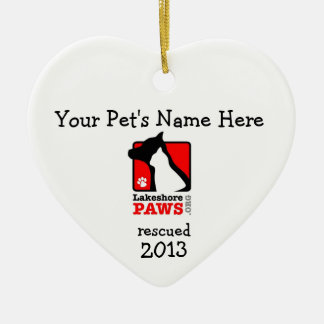 Personalised Lakeshore PAWS heart ornament