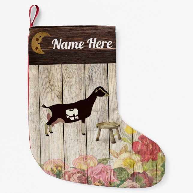 Personalised LaMancha Dairy Goat Farm Small Christmas Stocking (Front)