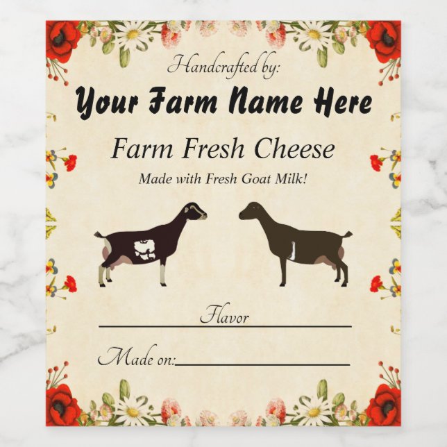 Personalised LaMancha Goat Cheese Label (Single Label)