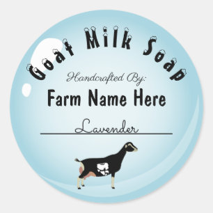 Personalised LaMancha Goat Milk Soap Blue Bubble Classic Round Sticker