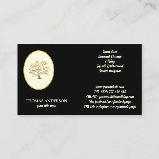 Personalised Landscape and Lawn Care Tree Design  Business Card (Front)