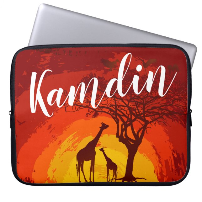 Personalised Laptop Case African Safari Giraffe Su (Front)