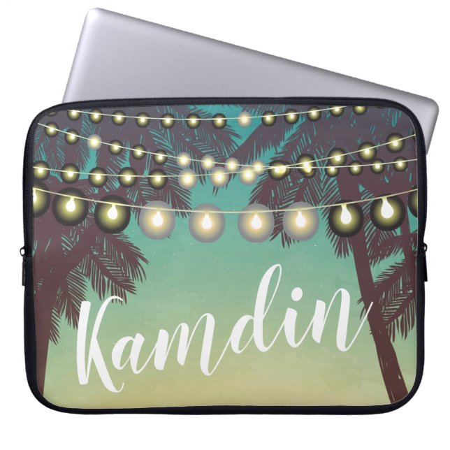 Personalised Laptop Case Beach Sunset Palm Trees S (Front)