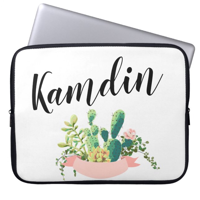 Personalised Laptop Case Bohemian Cactus Succulent (Front)
