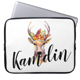 Personalised Laptop Case boho deer Buck Head Brown