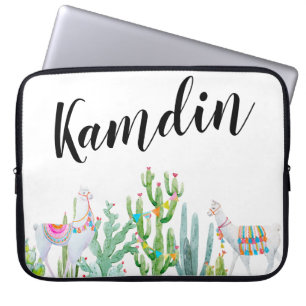 Personalised Laptop Case Boho Llama Bohemian Cacti