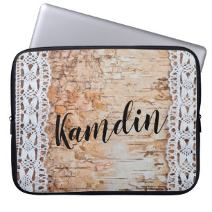Personalised Laptop Case Country Barn Wood Lace Tr