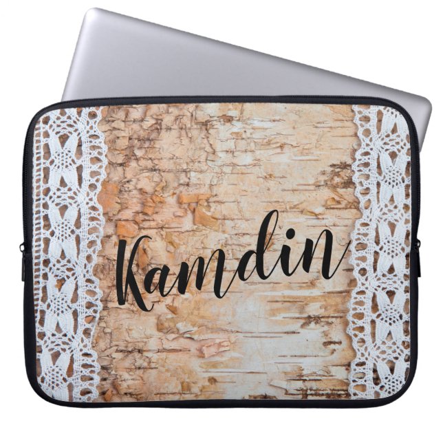 Personalised Laptop Case Country Barn Wood Lace Tr (Front)